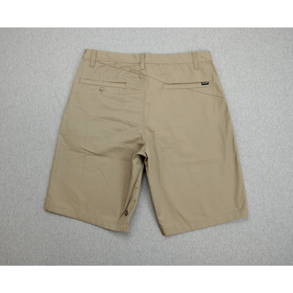 Volcom Shorts Mens 34 Beige Chino Flat Front True To This 11" Inseam - Picture 2 of 7